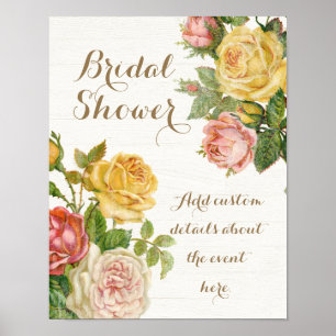 Vintages florales Whitewash Spring Brautparty Poster