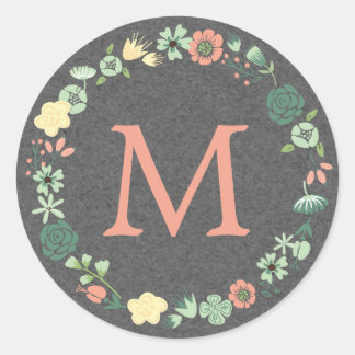 VINTAGES FLORALMONOGRAMM RUNDER AUFKLEBER