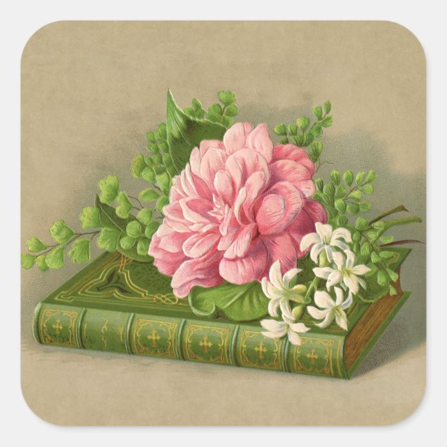 Vintages Florentiner Peony Classy Quadratischer Aufkleber (Vorderseite)