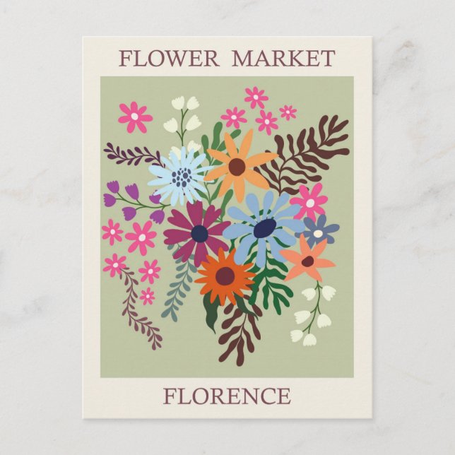 Vintages Florenz Italien Blume Postkarte (Vorderseite)