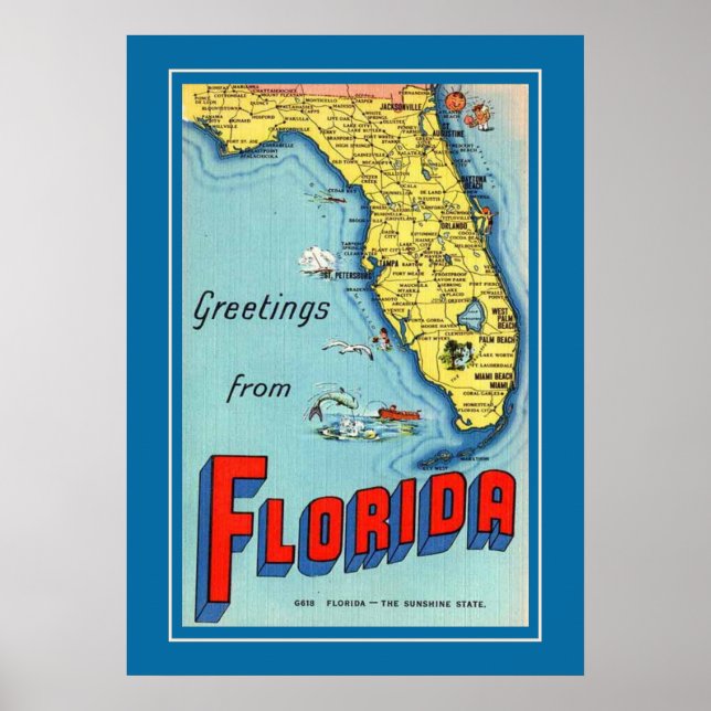 Vintages Florida Map 20x28 Poster (Vorne)