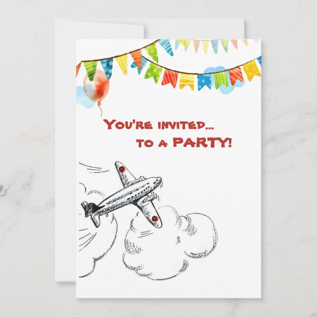 Vintages Flugzeug 1. Geburtstag Party Zeitfliegen Einladung (Vorderseite)