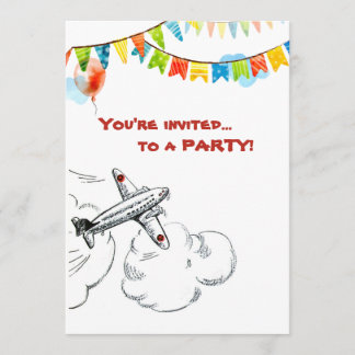 Vintages Flugzeug 1. Geburtstag Party Zeitfliegen Einladung