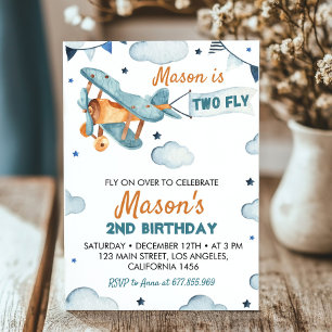 Vintages Flugzeug 2. Geburtstag Einladung
