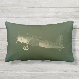 Vintages Flugzeug #87 Lumbalkissen aus grüner Bau Kissen Für Draußen