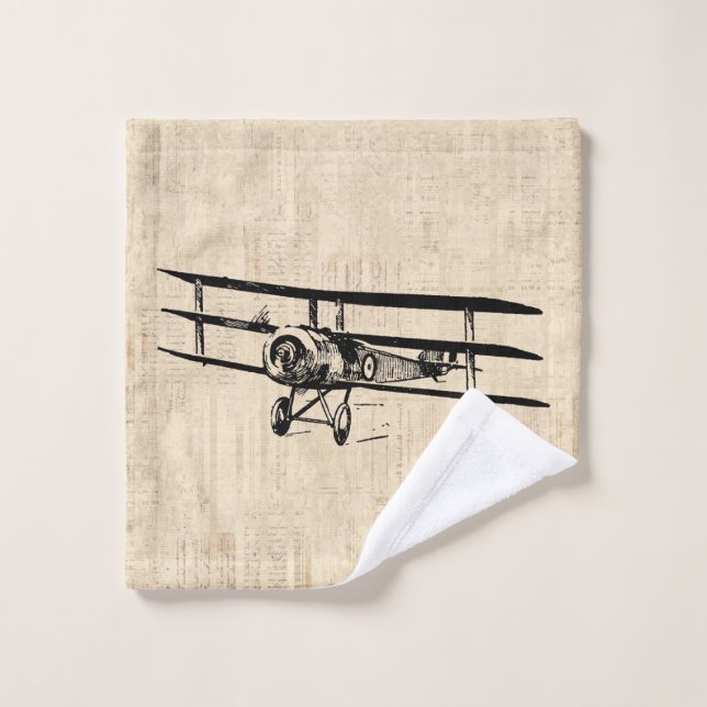 Vintages Flugzeug Altes antikes Flugzeug Illustrat Waschlappen (Waschlappen)