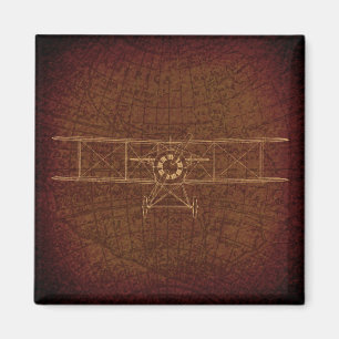 Vintages Flugzeug Antiquitätendiagramm Flugzeug V Magnet