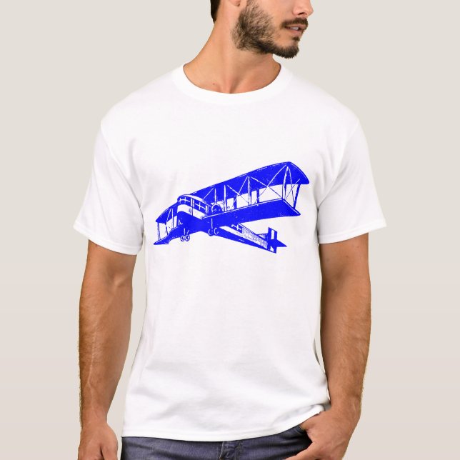 Vintages Flugzeug - Blau T-Shirt (Vorderseite)