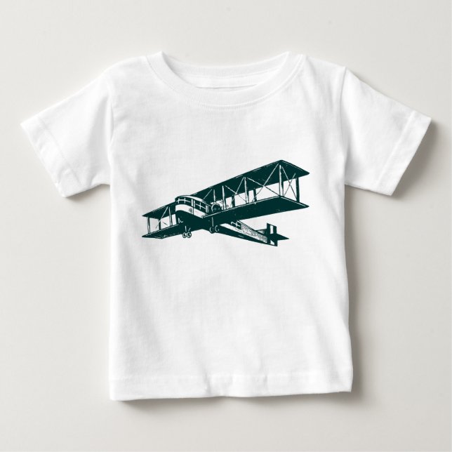 Vintages Flugzeug - Dunkelgrün Baby T-shirt (Vorderseite)