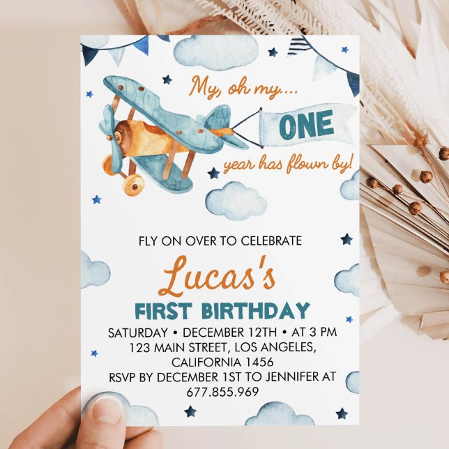 Vintages Flugzeug Einladung zum ersten Geburtstag (Von Creator hochgeladen)