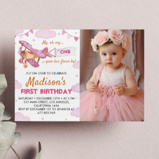 Vintages Flugzeug Einladung zum ersten Geburtstag