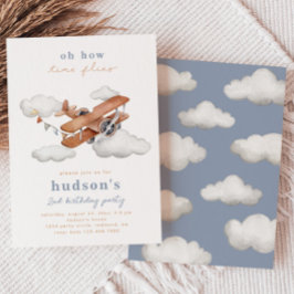 Vintages Flugzeug Einladung zum Geburtstag | Flugz