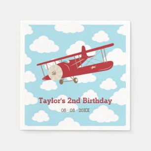 Vintages Flugzeug Geburtstag / Babydusche Cloud Serviette