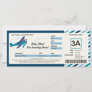Vintages Flugzeug Geburtstag Boarding Ticket Einladung