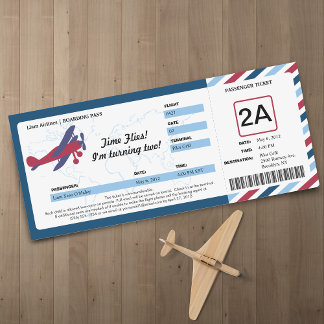 Vintages Flugzeug Geburtstag Boarding Ticket Einladung