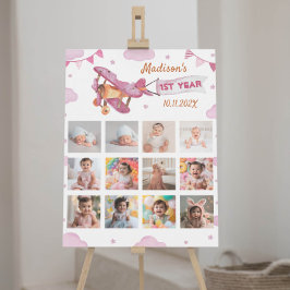 Vintages Flugzeug Geburtstag Foto Meilenstein-Post Poster