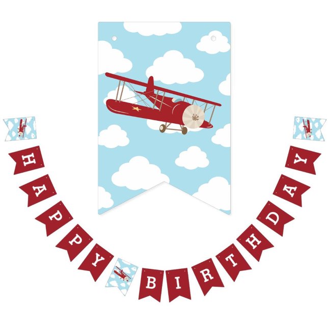 Vintages Flugzeug Geburtstag Jagdfahnen Banner Rot (Von Creator hochgeladen)