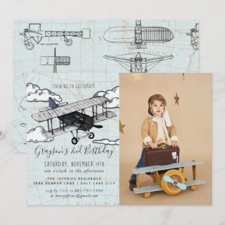 Vintages Flugzeug | Geburtstagsparty Einladung