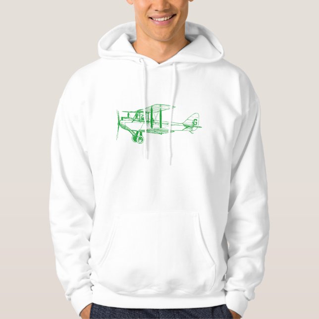 Vintages Flugzeug - Grasgrün Hoodie (Vorderseite)