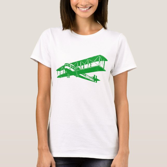 Vintages Flugzeug - grün T-Shirt (Vorderseite)