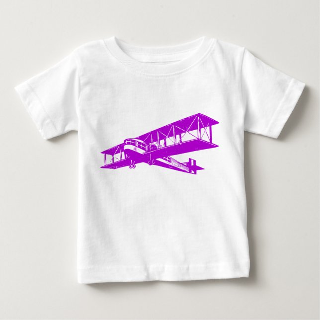 VINTAGES FLUGZEUG - LILA BABY T-SHIRT (Vorderseite)