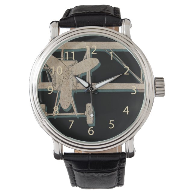 Vintages Flugzeug - Luftfahrzeug Armbanduhr (Vorderseite)