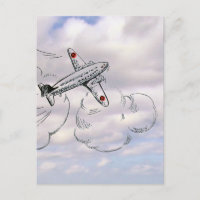 Vintages Flugzeug | Luftverkehr Zeichnend Wolken