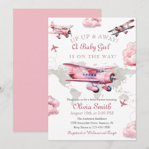 Vintages Flugzeug mit Aquarellfarbe Reisen Kinderd Einladung