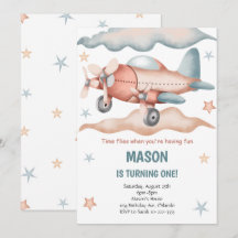 Vintages Flugzeug mit Aquarellfarbe zum Geburtstag