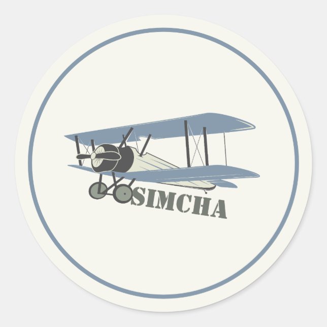 Vintages Flugzeug Runder Aufkleber (Vorderseite)