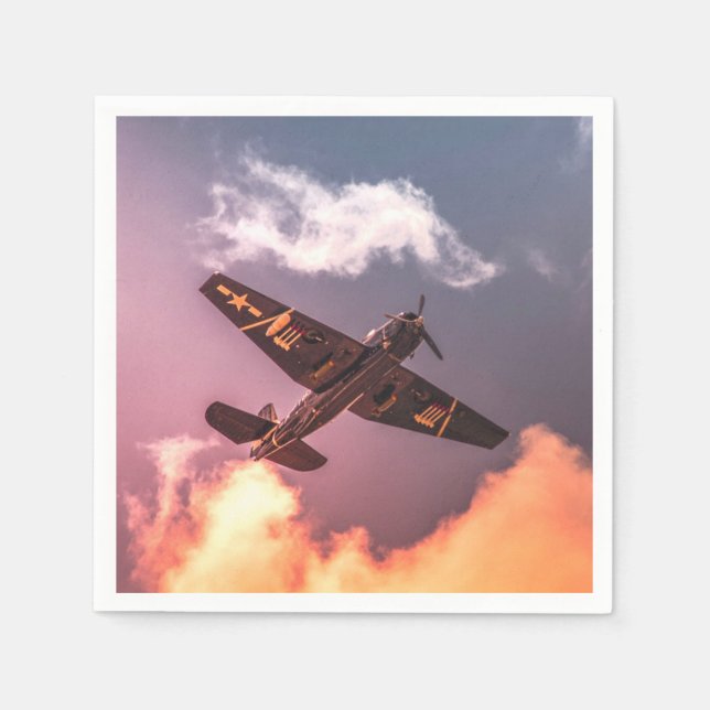 Vintages Flugzeug Schöner Himmel Serviette (Vorderseite)
