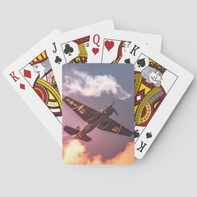 Vintages Flugzeug Schöner Himmel Spielkarten (Rückseite)