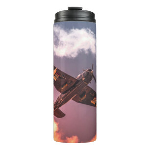 Vintages Flugzeug Schöner Himmel Thermosbecher