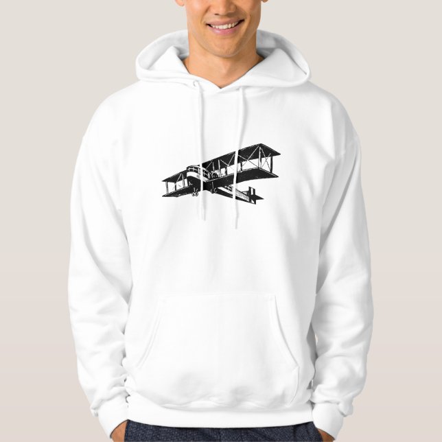 Vintages Flugzeug - Schwarz Hoodie (Vorderseite)