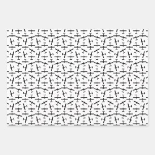 Vintages Flugzeug SilhouetteCUSTOM HINTERGRUNDFARB Geschenkpapier Set