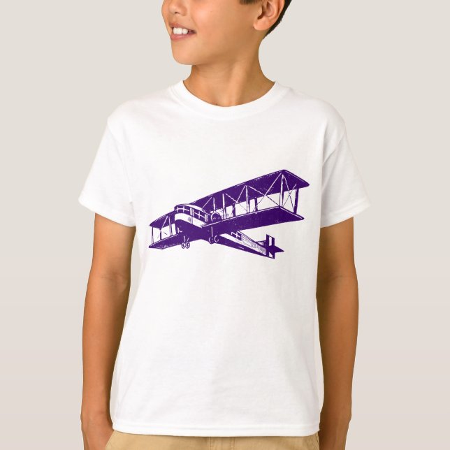 Vintages Flugzeug - Tief Lila T-Shirt (Vorderseite)