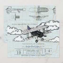 Vintages Flugzeug | Travel Baby Dusche Einladung