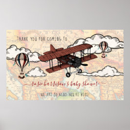 Vintages Flugzeug | Travel Baby Dusche Willkommen Poster