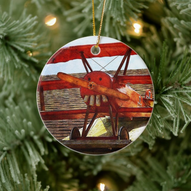 Vintages Flugzeug von Shirley Taylor Keramikornament (Baum)