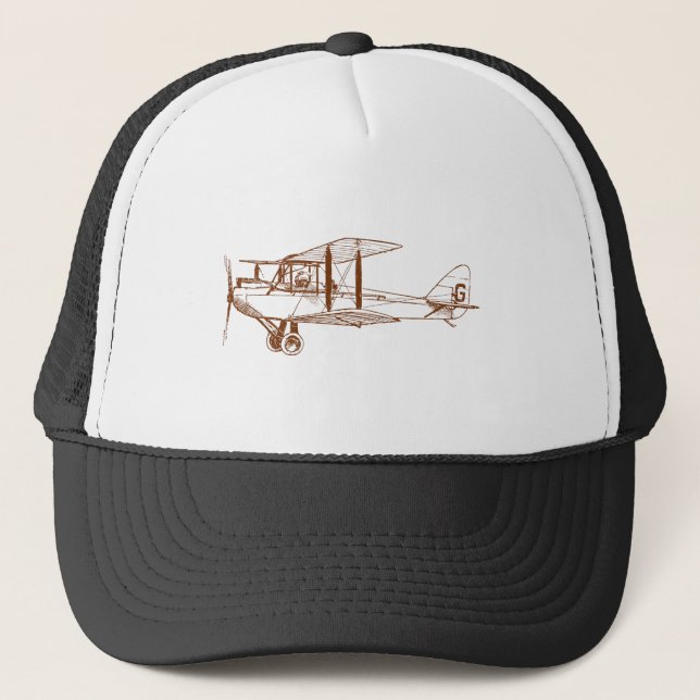 Vintages Flugzeug - Walnussbraun Truckerkappe (Vorderseite)