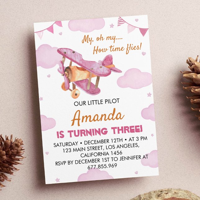 Vintages Flugzeug zum Geburtstag Einladung Fliegen (Von Creator hochgeladen)