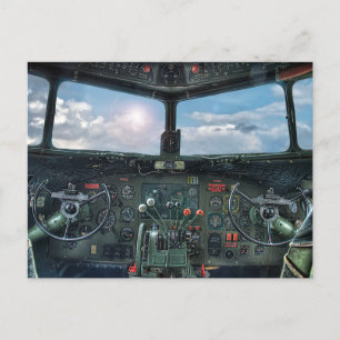 Vintages Flugzeugcockpit Postkarte
