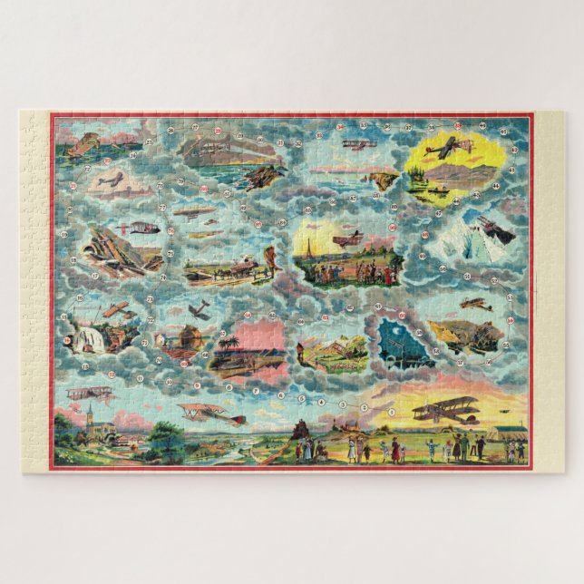 Vintages Flugzeugtrip - Französisches Brettspiel (Horizontal)