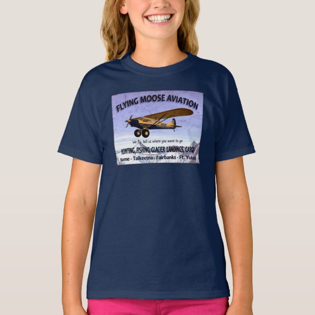 Vintages Flying Moose Aviation-Zeichen T-Shirt (Vorderseite)