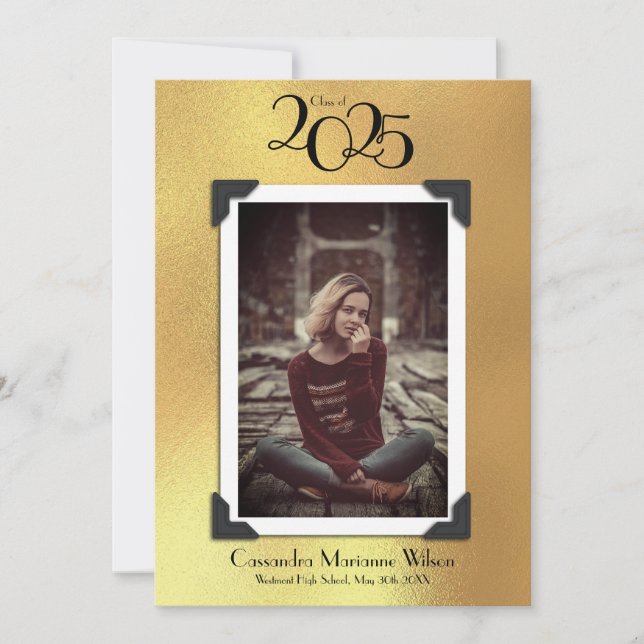 Vintages Foto Abschluss Ankündigung Gold (Vorderseite)