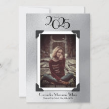 Vintages Foto Abschluss Ankündigung Silver