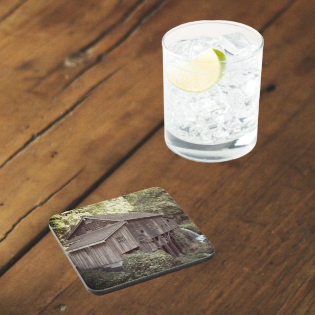 Vintages Foto aus Holzwolle Getränkeuntersetzer (In Situ)