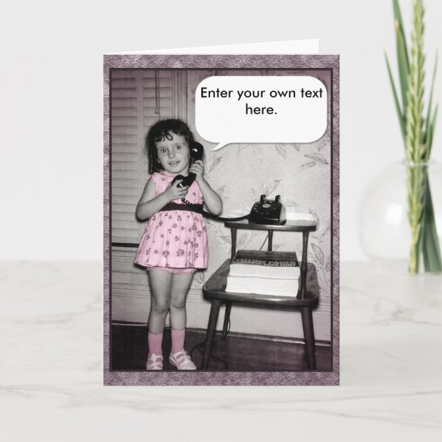 Vintages Foto des Mädchens auf Karte (Vorderseite)
