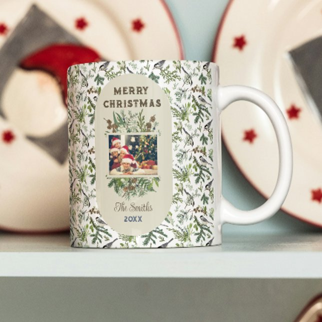 Vintages Foto Foliage Grüne Weihnachten Kaffeetasse (Von Creator hochgeladen)