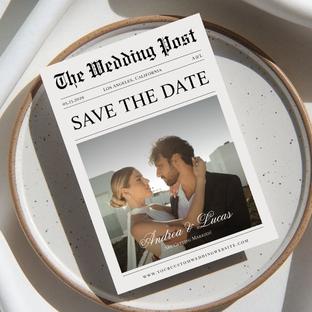 Vintages Foto für Zeitungen Save the Date Einladung (Von Creator hochgeladen)